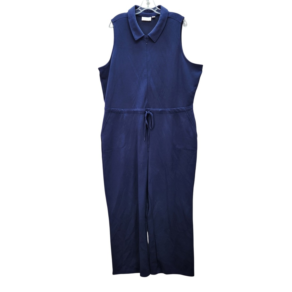 Belle Kim Gravel Womens Petite 2X Twilight Scuba Luxe Zip Front Jumpsuit A686152 - Picture 4 of 12